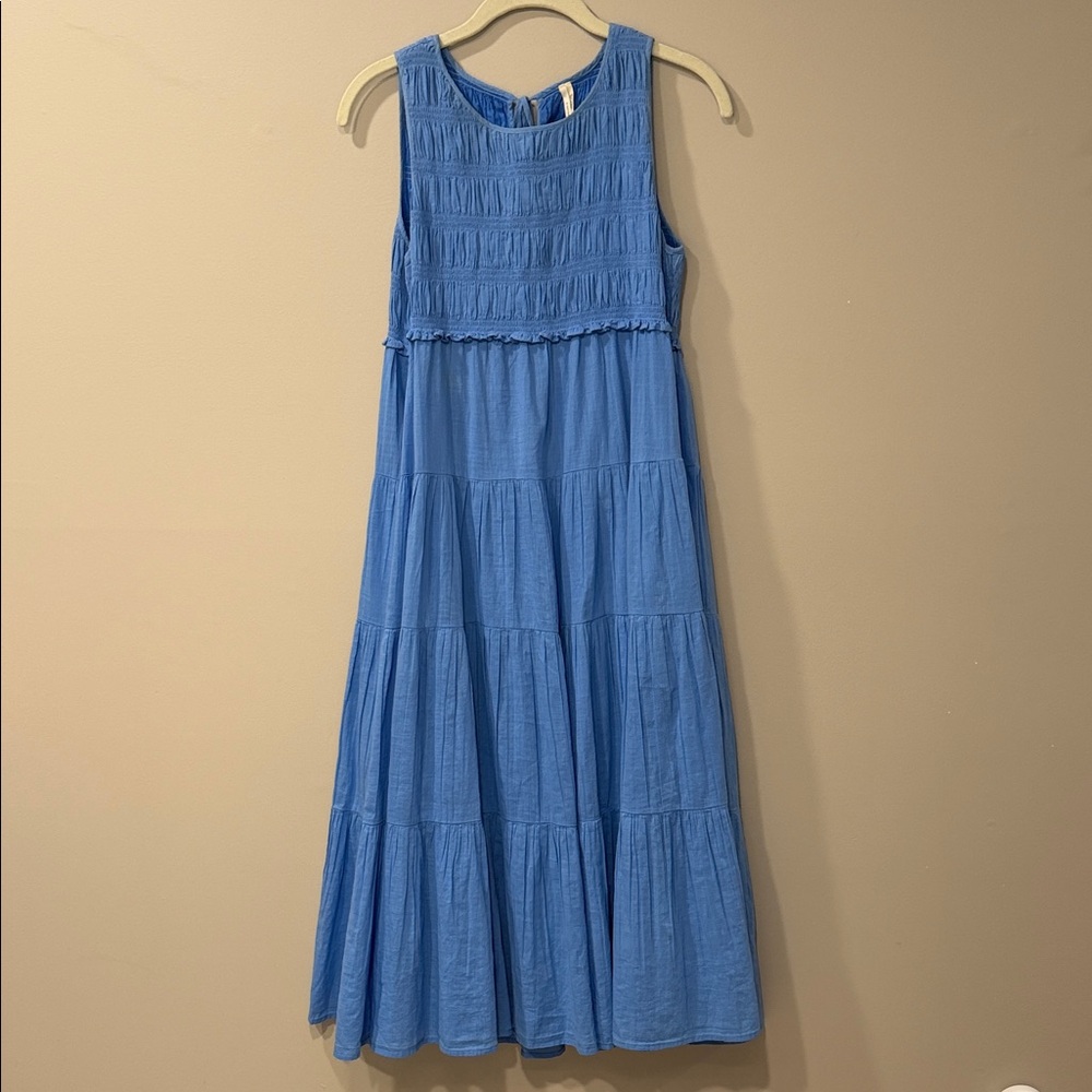 Anthropologie Blue Tiered Midi Dress